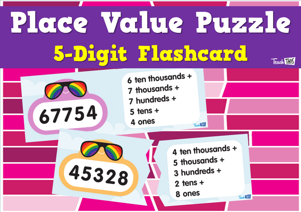Place Value Puzzle - 5-Digit Flashcard