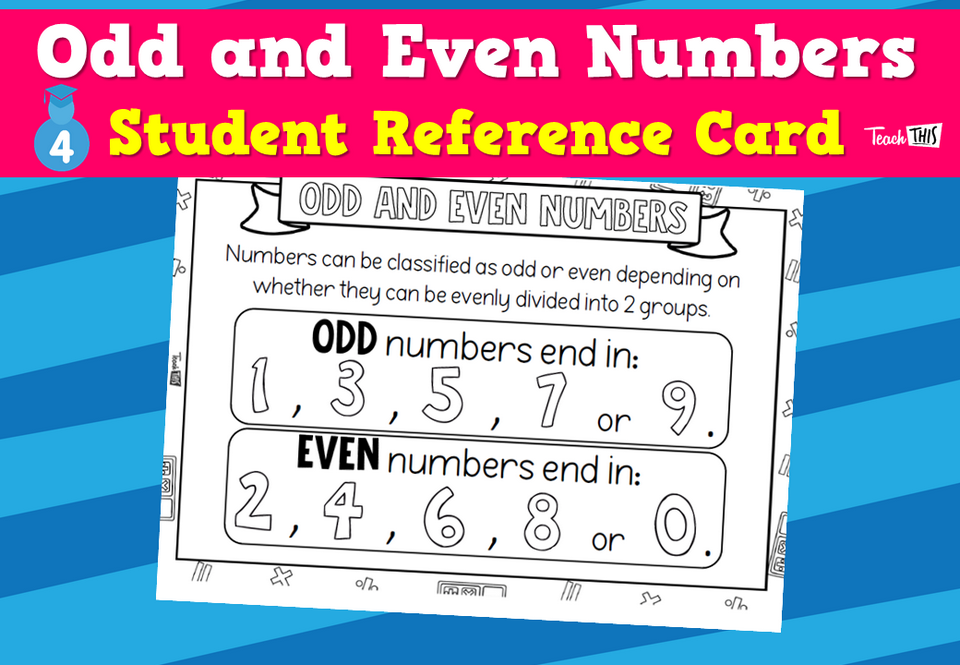 Odd and Even Numbers - Student Reference Card
