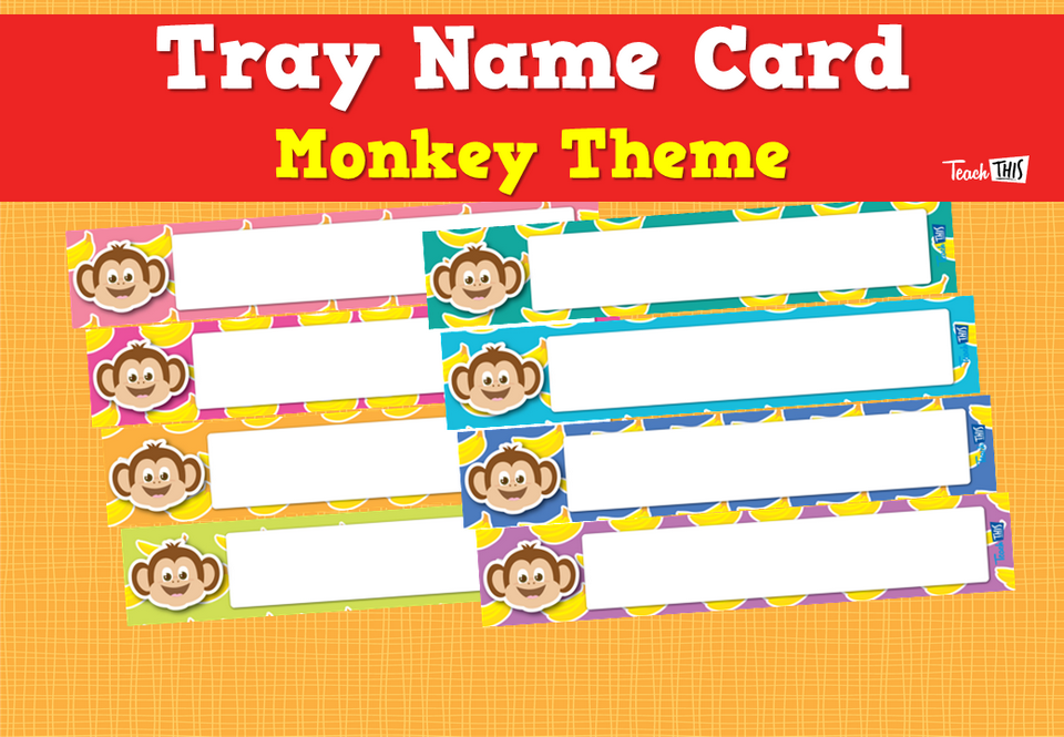 Tray Name Card - Monkey Theme
