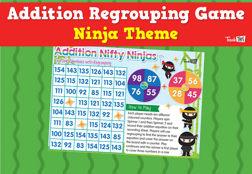 Addition Regrouping Game - Ninja Theme