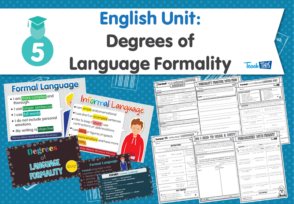 English Unit: Degrees of Language Formality