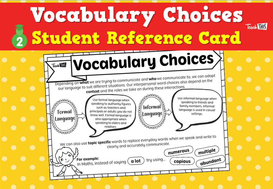 Vocabulary Choices - Student Reference Card