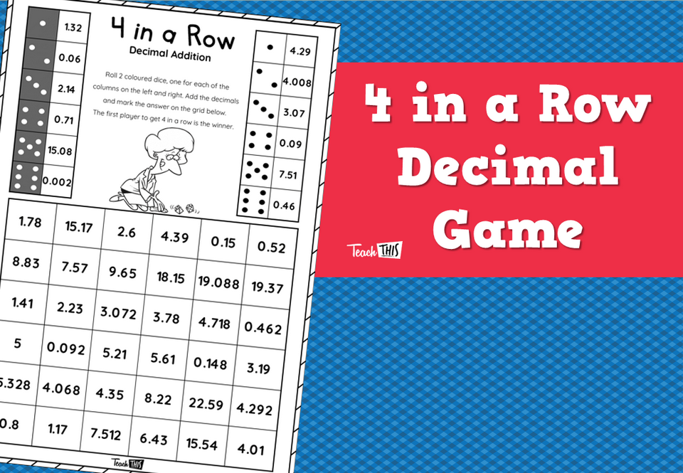 4 in a Row Decimal Game