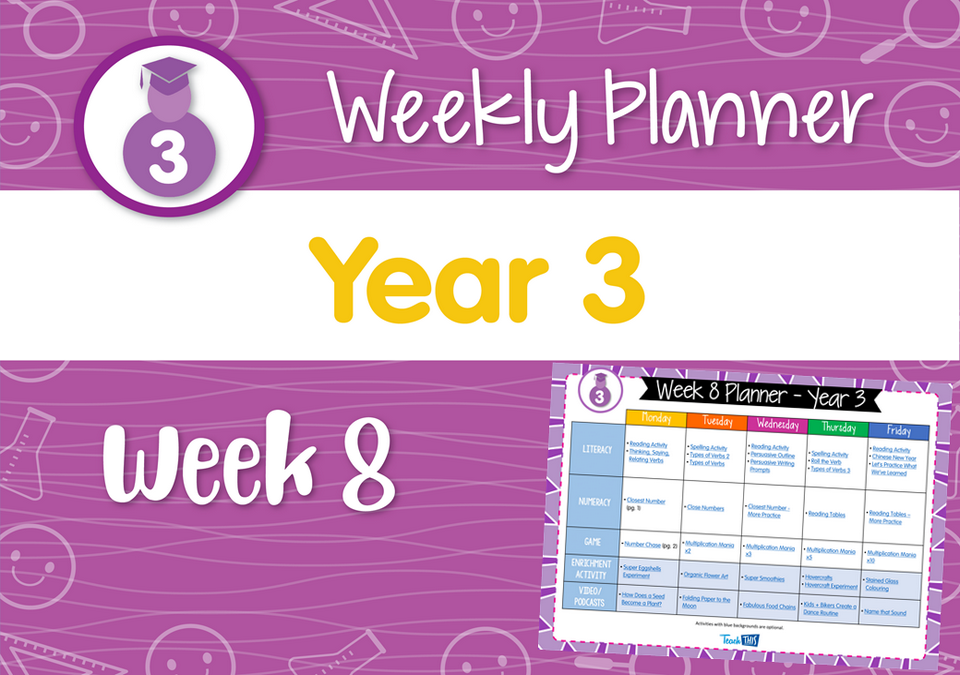 Weekly Planner - Year 3 Week 8