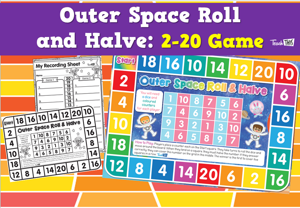 Outer Space Roll and Halve: 2-20 Game