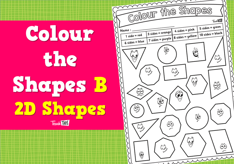 Colour the Shapes B - 2D Shapes