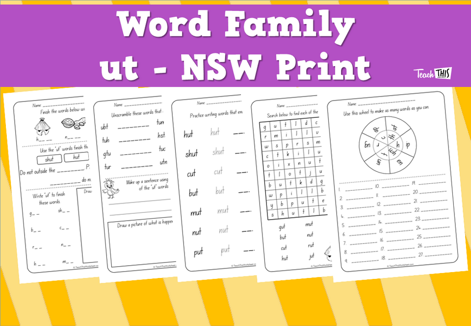 Word Family - ut - NSW Print