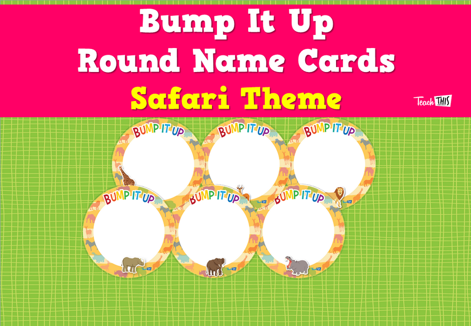 Bump It Up Round Name Cards - Safari Theme