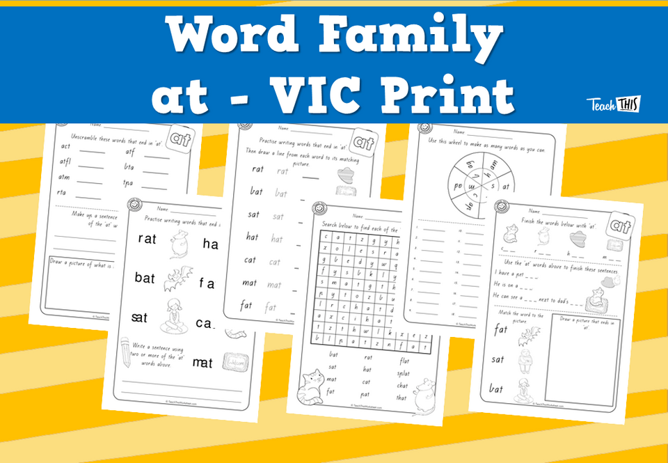 Word Family - at - VIC Print