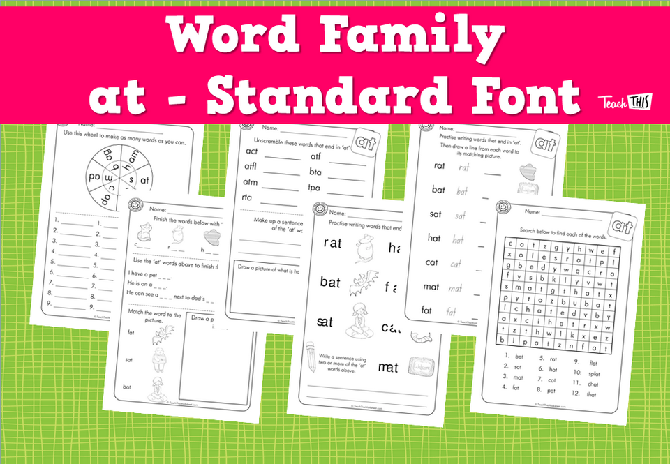 Word Family - at - Standard Font