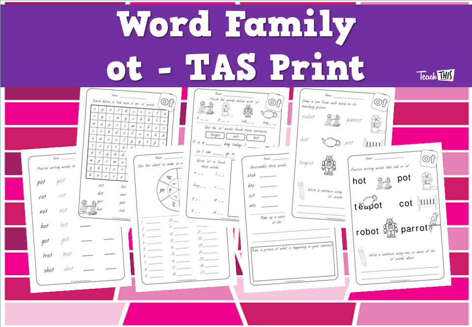 Word Family - ot - TAS Print