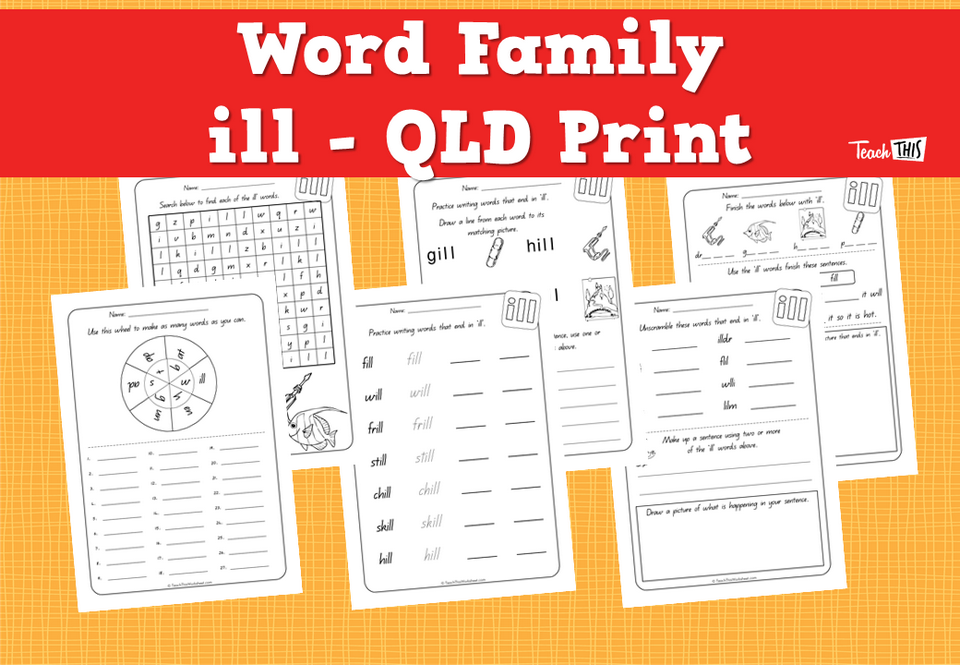 Word Family - ill - QLD Print