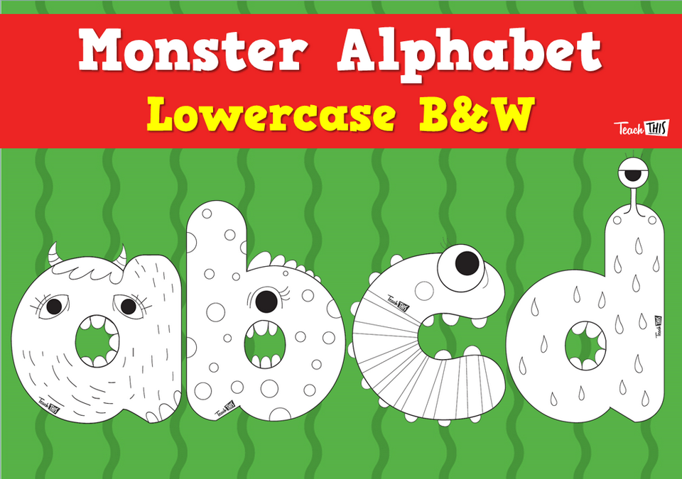 Monster Alphabet - Lowercase B&W