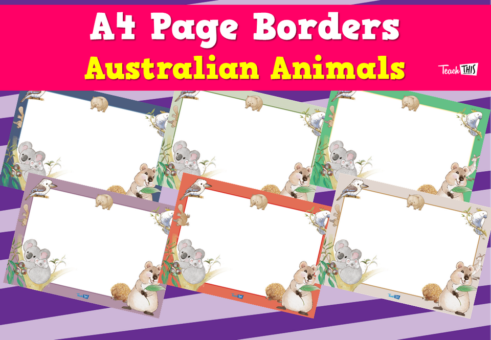 A4 Page Borders - Australian Animals