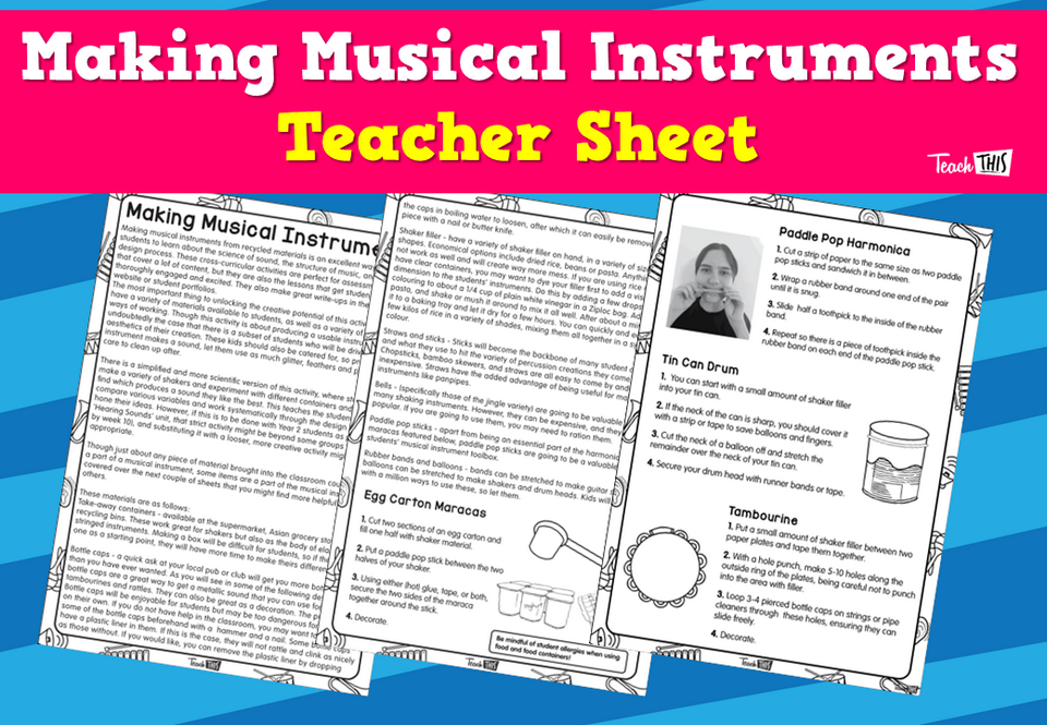 Making Musical Instruments Teacher Sheet