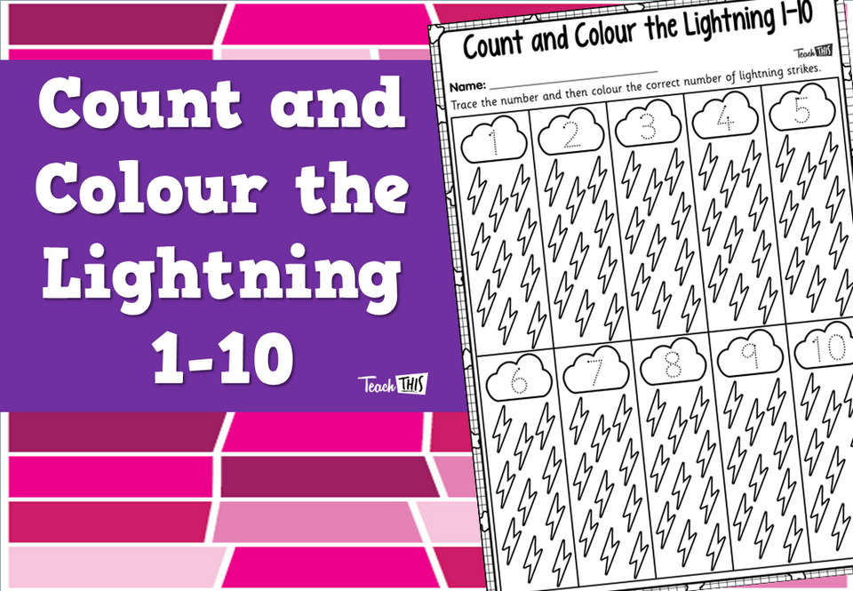 Count and Colour the Lightning 1-10