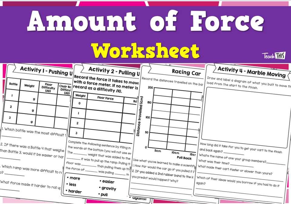 Amount of Force - Worksheet