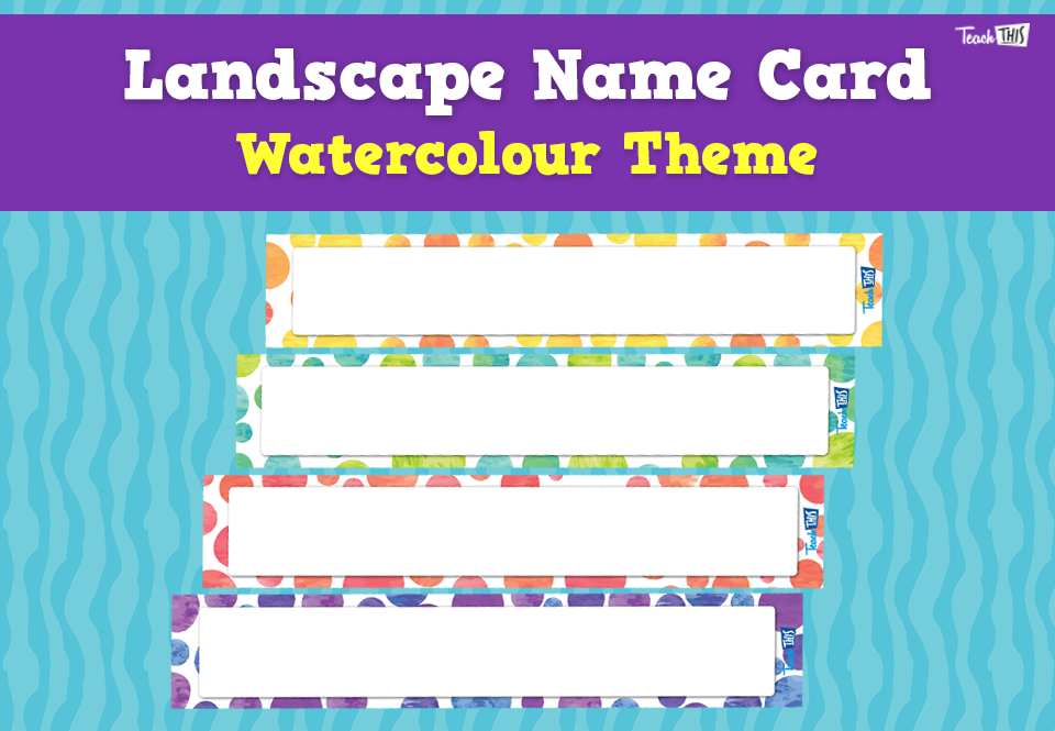 Landscape Name Card - Watercolour Theme