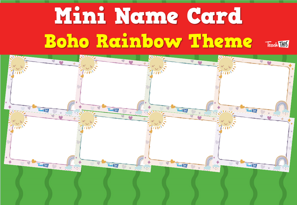 Mini Name Card - Boho Rainbow Theme