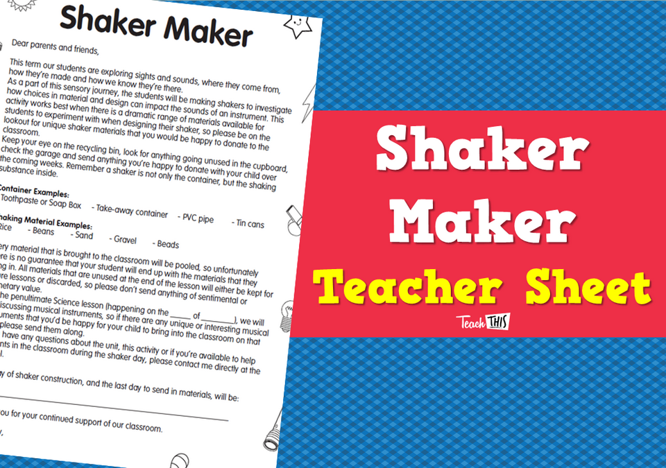 Shaker Maker Teacher Sheet