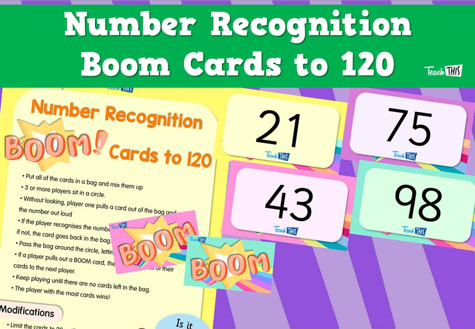 Number Recognition Boom Cards to 120