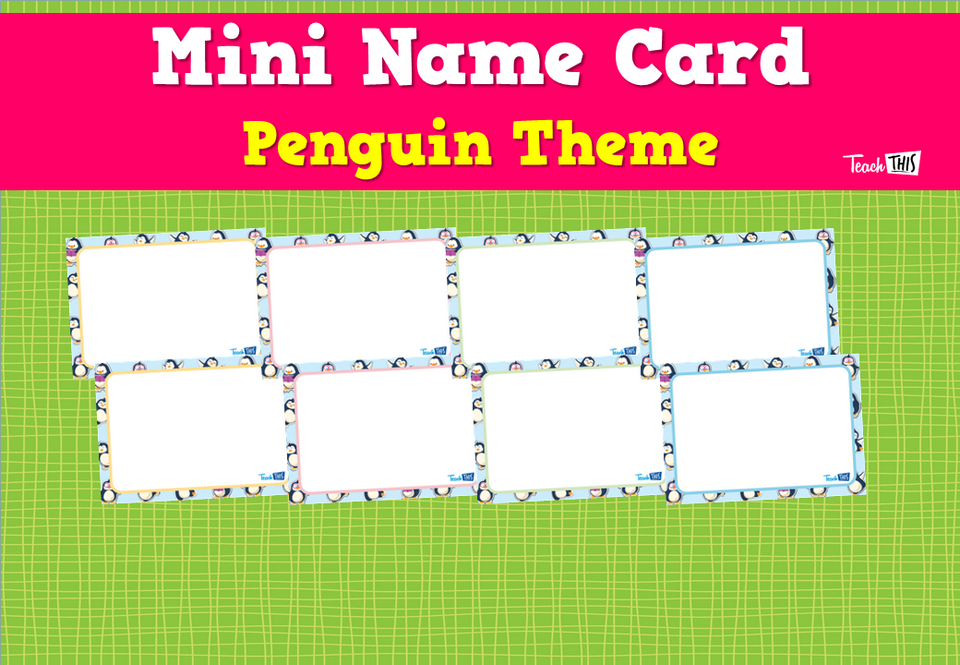 Mini Name Card - Penguin Theme