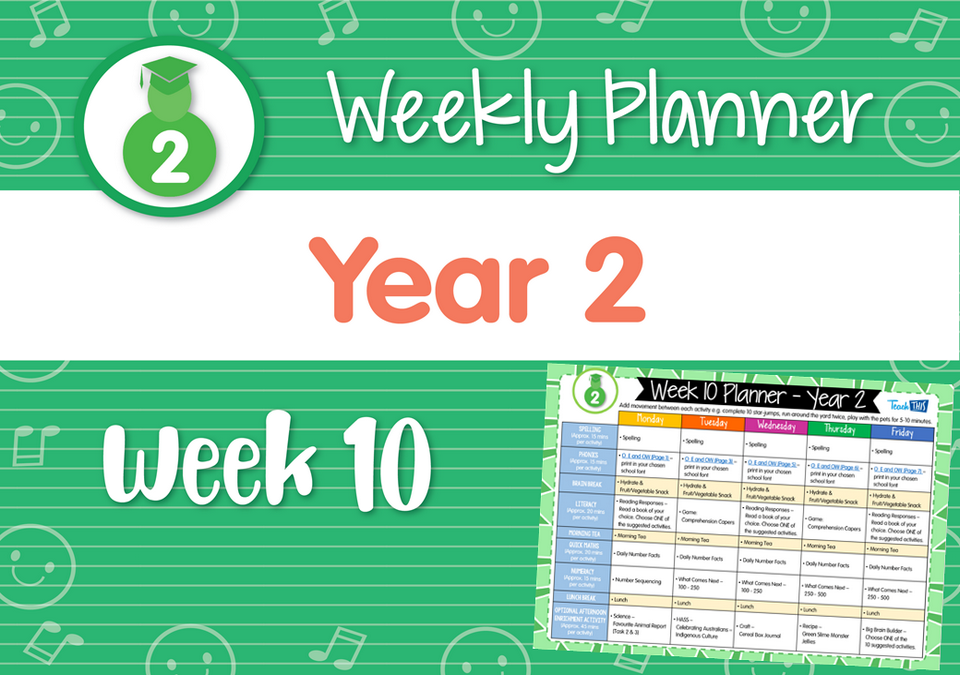 Weekly Planner - Year 2 Week 10