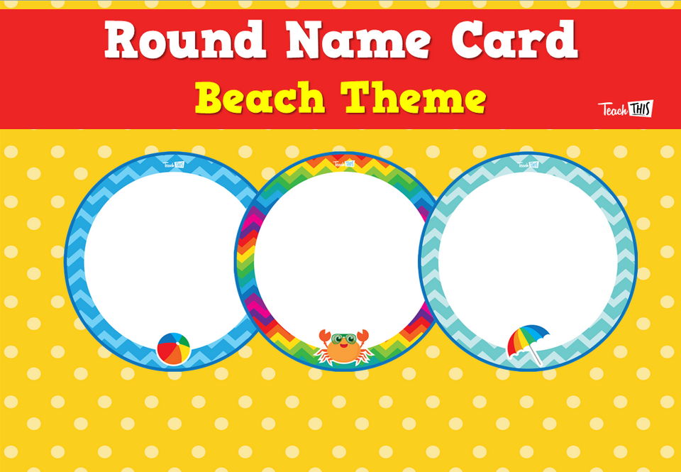 Round Name Card - Beach Theme