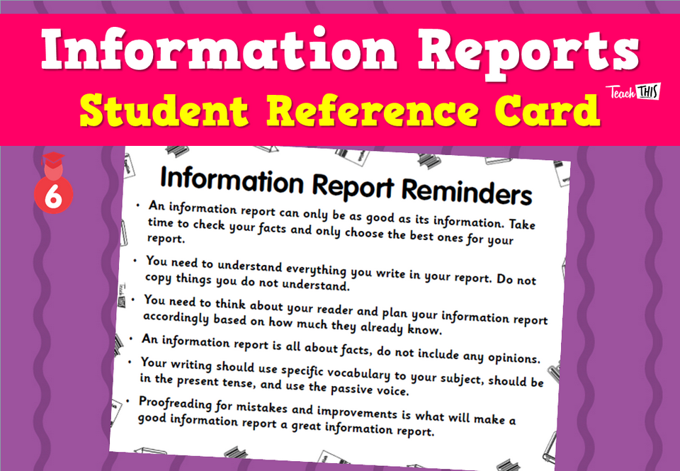 Information Reports- Student Reference Card