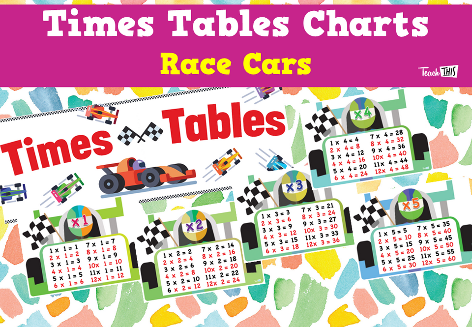 Times Tables Charts - Race Cars