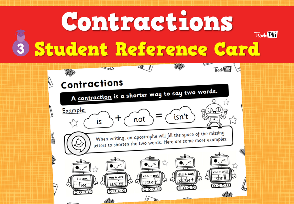Contractions - Student Reference Card