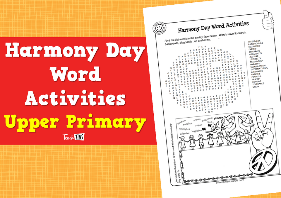 Harmony Day Word Activities - Upper Primary