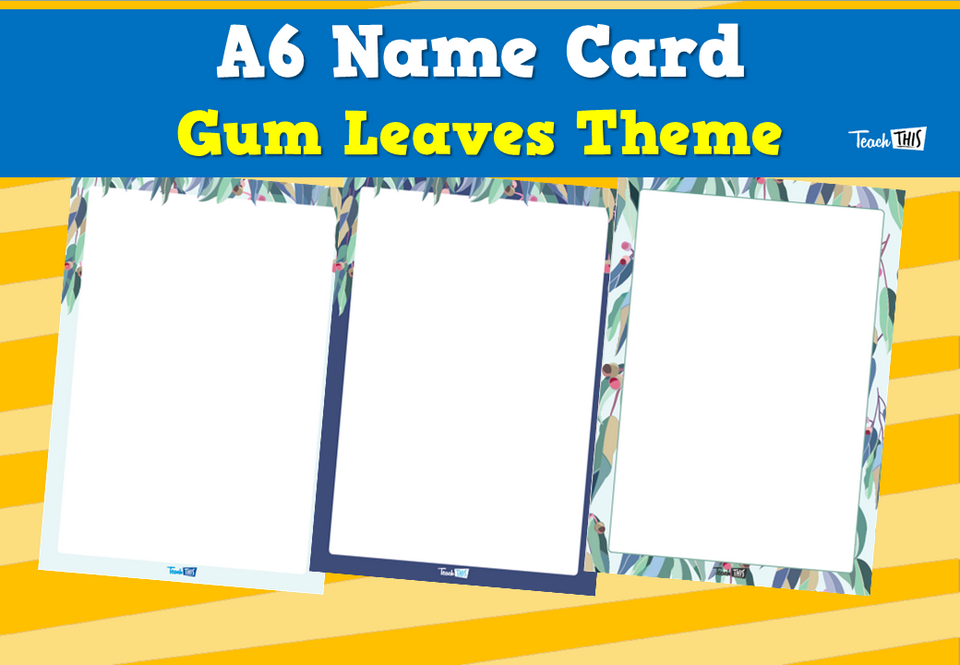 A6 Name Card - Gum Leaves Theme