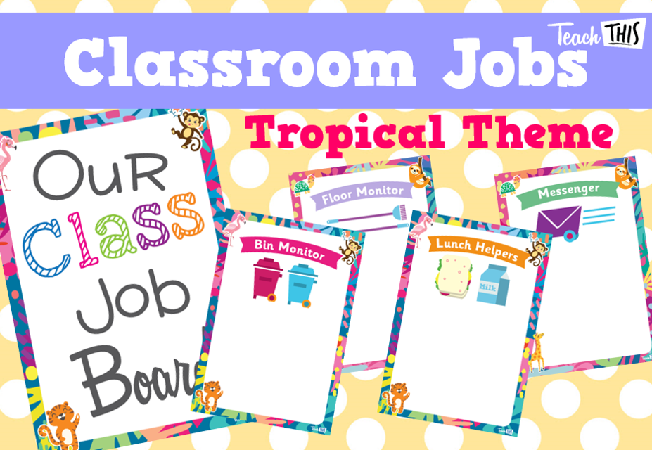 Classroom Jobs A4 - Tropical Theme