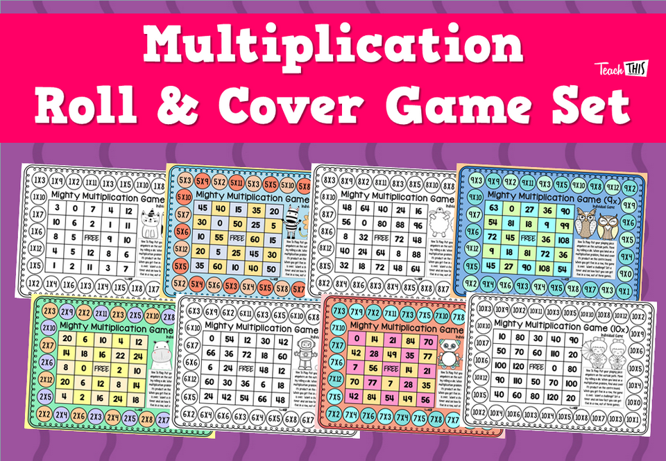 Multiplication Roll & Cover Game Set