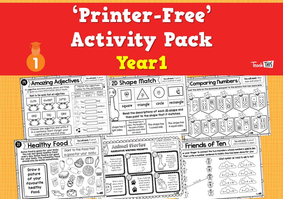 'Printer-Free' Activity Pack - Year 1