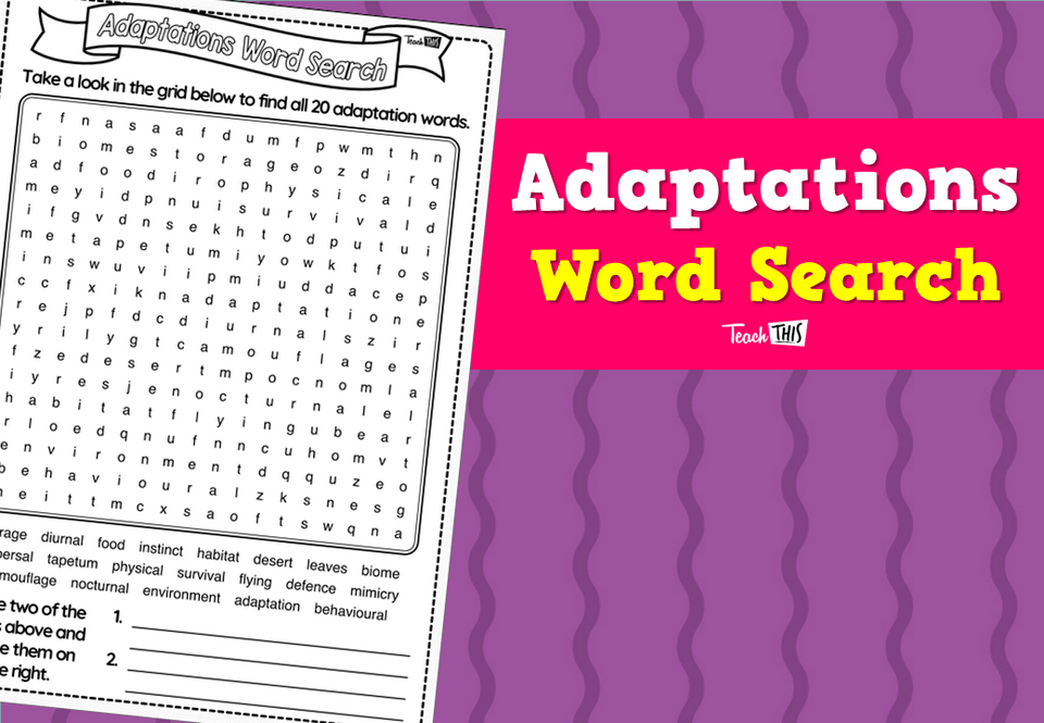 Adaptations Word Search