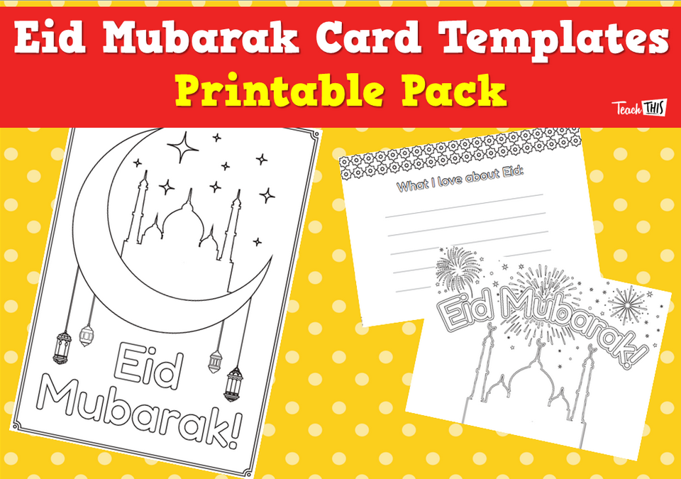 Eid Mubarak Card Templates - Printable Pack