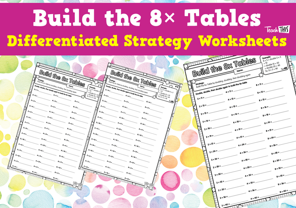 Build the 8× Tables - Differentiated Strategy Worksheets