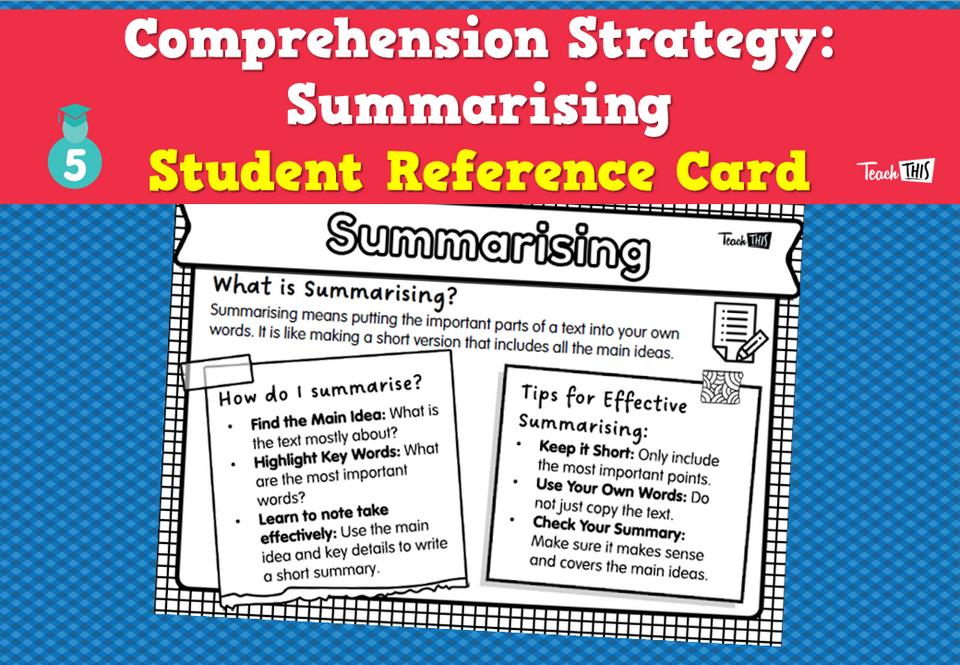 Comprehension Strategy- Summarising - Student Reference Card