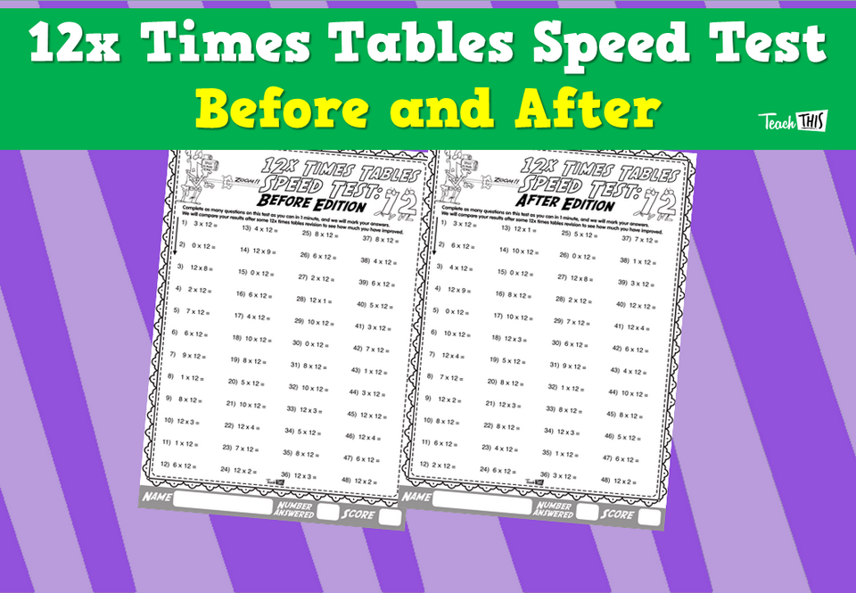 12x Times Tables Speed Test- Before and After