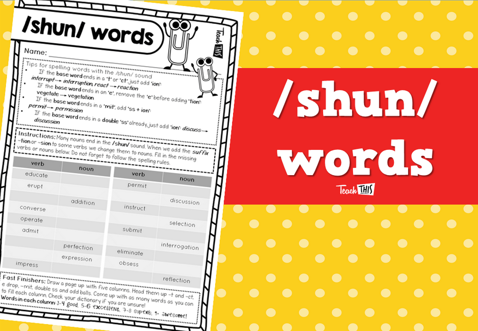 /shun/ Words - Nominalisation