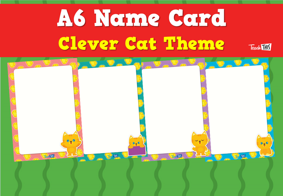 A6 Name Card - Clever Cat Theme
