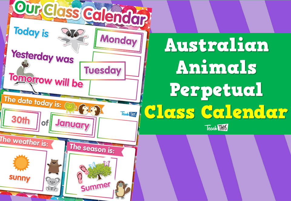 Australian Animals Perpetual Class Calendar