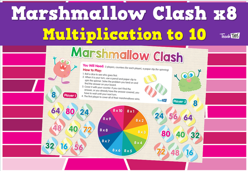 Marshmallow Clash x8 - Multiplication to 10