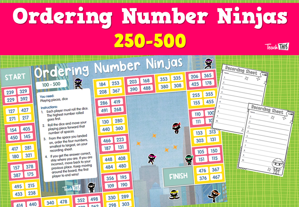 Ordering Number Ninjas- 250-500