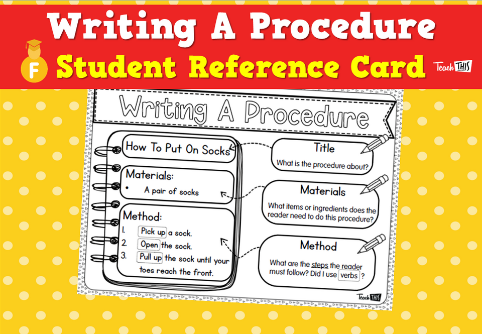 Writing A Procedure - Student Reference Card
