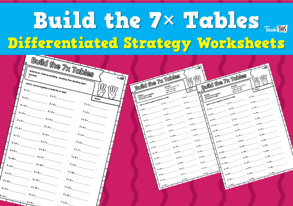 Build the 7× Tables - Differentiated Strategy Worksheets