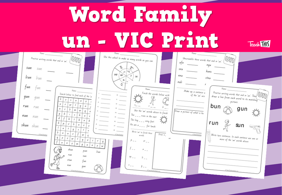 Word Family - un - VIC Print