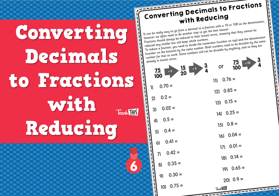 Converting Decimals to Fractions with Reducing